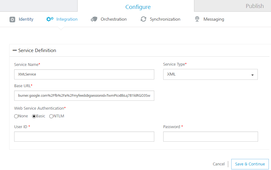 Using Integration to add services in the Kony Fabric, Kony Doc. XML