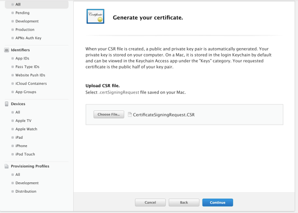Generating an Apple Push Notification Service (APNS) Certificate